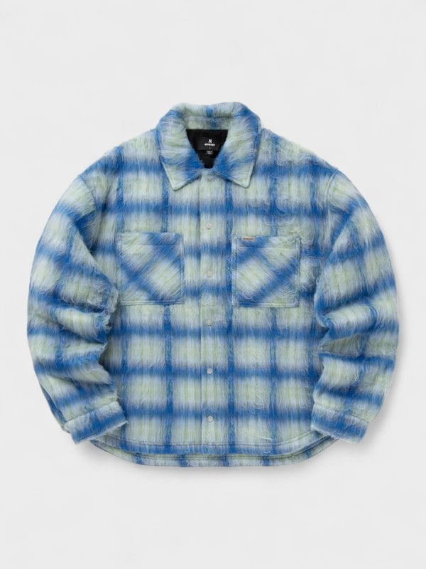 Represent Textured Wool Overshirt Electric Blue - Mens