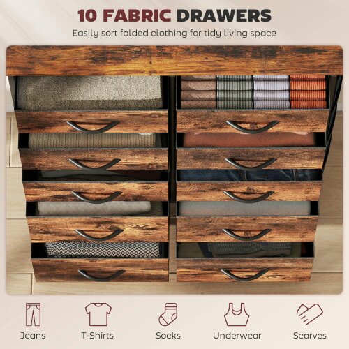 Wyld Haus Nalima Fabric And Metal Rustic Brown 10 Drawer Storage Chest