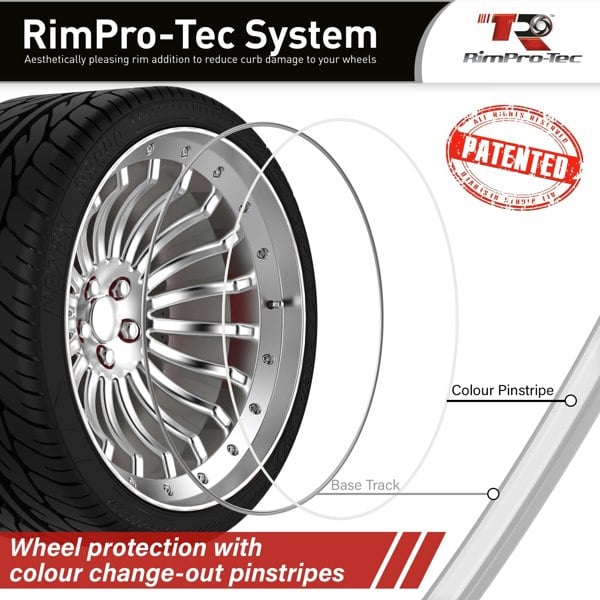RimPro-Tec Group 4x Silver Base's 4x White  Pinstripe's / RimPro-Tec® Wheelbands™ car wheel styling kit