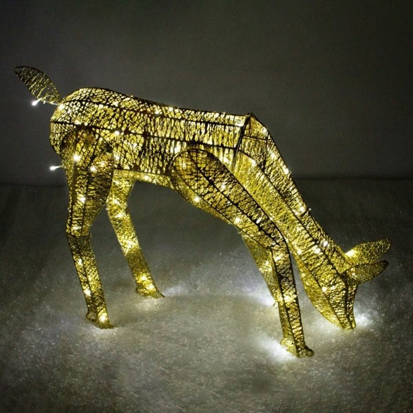 Monstershop Light Up Christmas Reindeer Gold Grazing Doe Decoration - 61cm