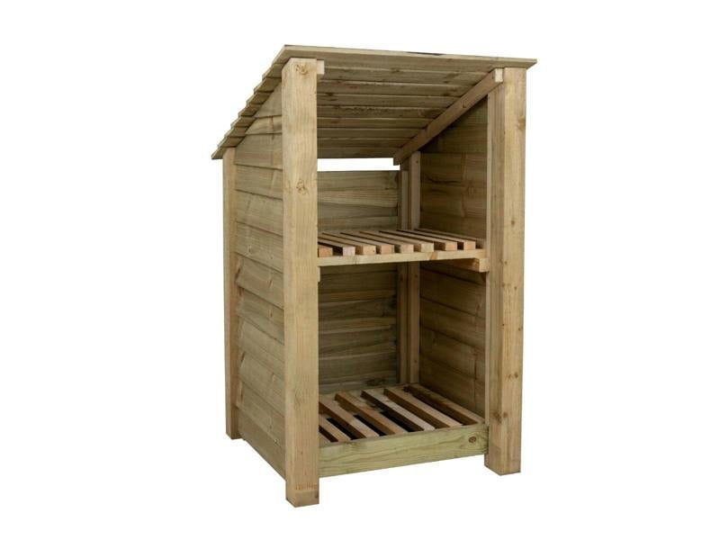 Arbor Garden Solutions Wooden Log Store with Shelf (Roof Sloping Back) W-79cm, H-126cm or 180cm, D-88cm