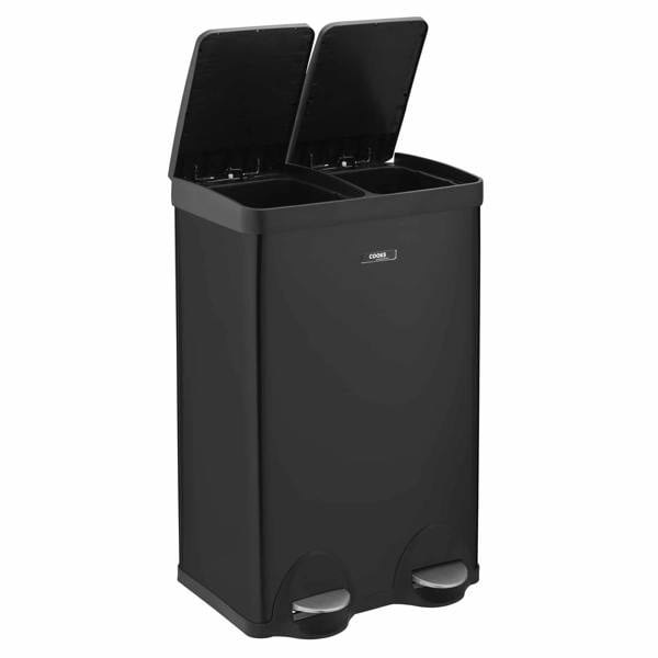 Cooks Professional 60L Recycling Pedal Bin | Dual Pedal -Black