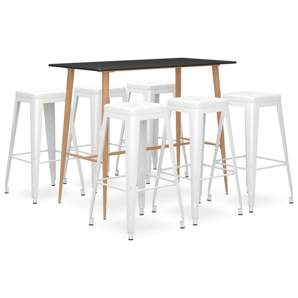 Berkfield 7 Piece Bar Set Black and White