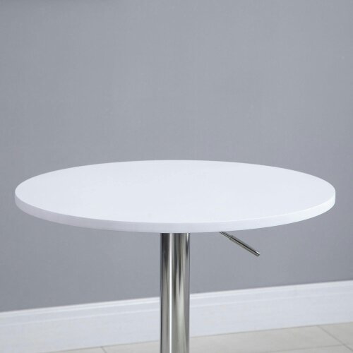 Wyld Haus Rocolo Metal And Wooden White Adjustable H8 Round Bar Table With Swivel Top