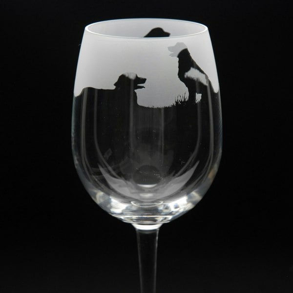 Glyptic Glass Art Golden Retriever Dog Crystal Wine Glass - Hand Etched/Engraved Gift