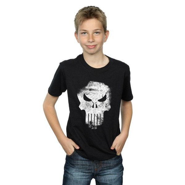 Marvel Boys The Punisher Distrressed Skull T-Shirt - Black