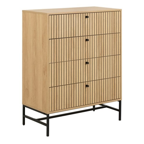 Furniture To Go Albany Chest of 4 Drawers in Oak/Black Legs