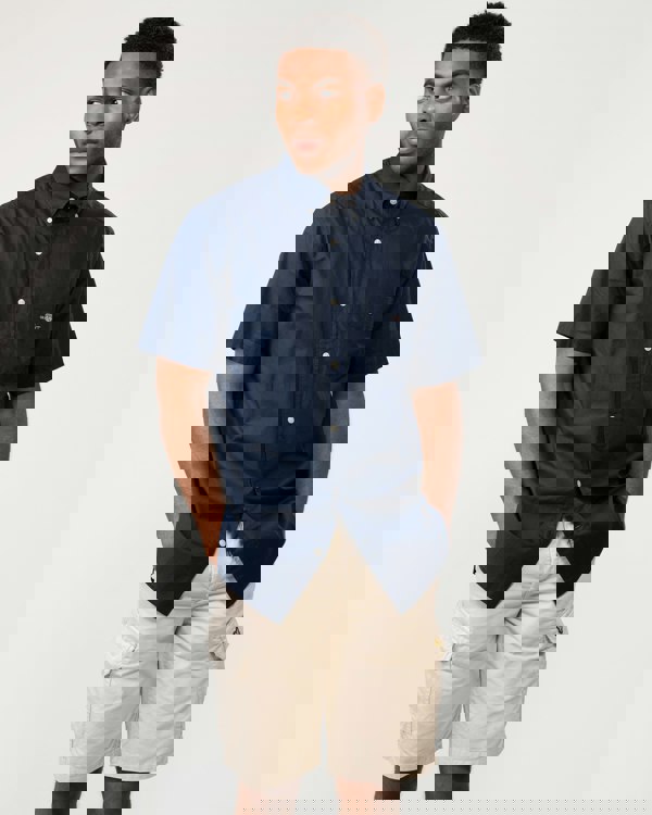 GANT Mens Regular Fit Short Sleeve Poplin Shirt - 410 Marine - CHO - Designer Mens Short Sleeve Shirts