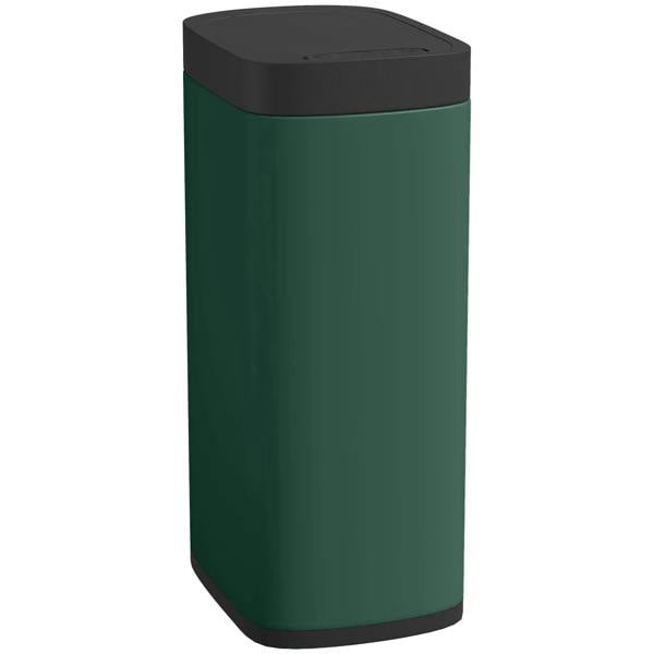 Green automatic sensor kitchen bin with black lid, battery operated, manual override