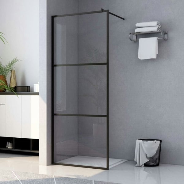 Berkfield Walk-in Shower Wall with Clear ESG Glass Black 115x195 cm