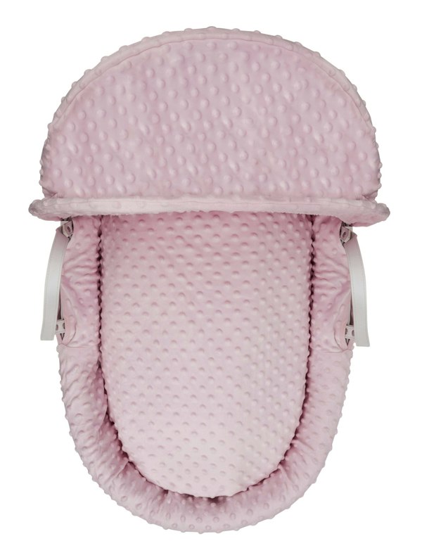 Kinder Valley Pink Dimple White Wicker Moses Basket