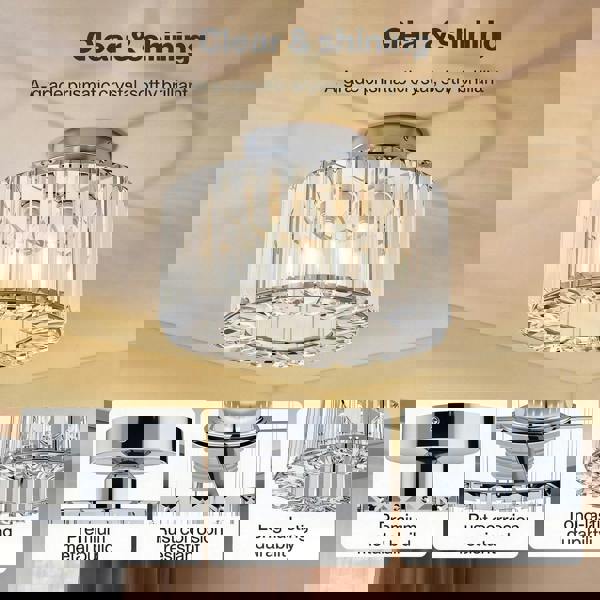 Emitto Crystal Ceiling Light Modern Chandelier Bedroom Hallway Pendant Lamp E27