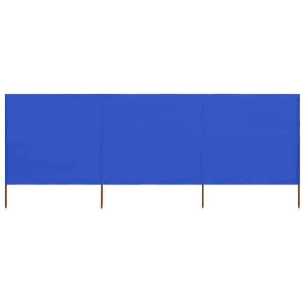 Berkfield 3-panel Wind Screen Fabric 400x80 cm Azure Blue