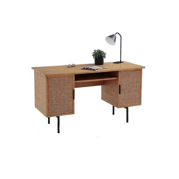 Lindy Rattan Office Desk, Oak-Weilai Concept-Weilai Concept