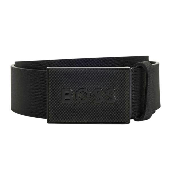 Boss Logo Leather Belt - Black - 