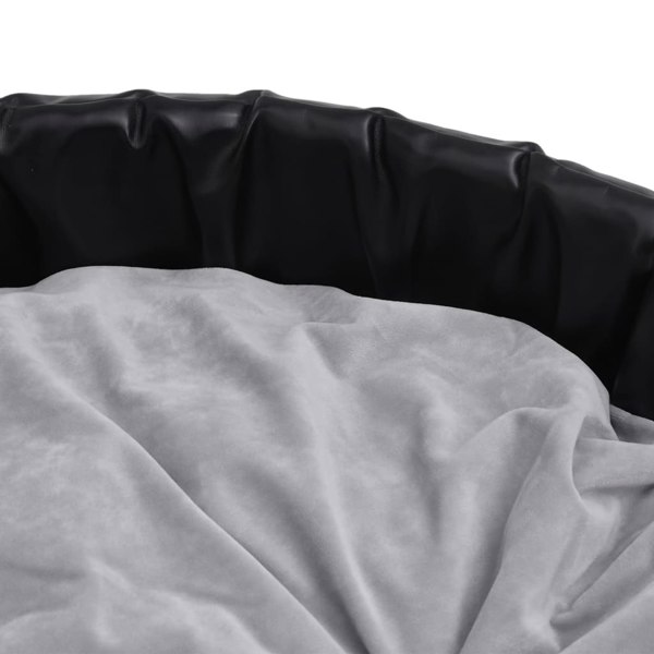 Berkfield Dog Bed Black and Grey 79x70x19 cm Plush and Faux Leather
