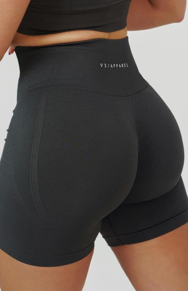 V3 Apparel Tempo Seamless Scrunch Shorts & Multi-Way Sports Bra Set - Slate Grey