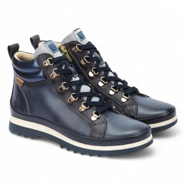 Pikolinos Women’s Blue Leather Ankle Trainers Boots - Vigo