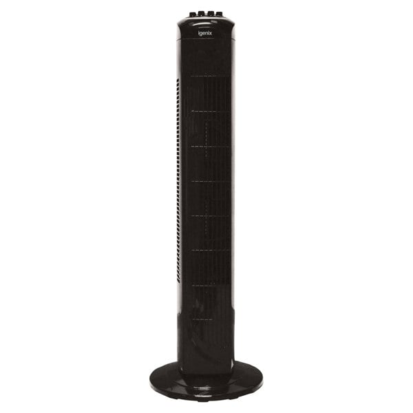 igenix Tower Fan, Oscillating, 2 Hour Timer, 30 Inch, Black