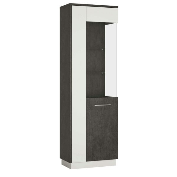 Wyld Haus Nantes Grey and White Tall Glazed Display Cabinet Right Hand with LED Lighting