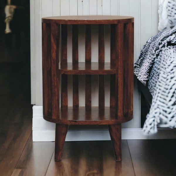 Artisan Furniture Solid Wood Ariella Double Shelf Chestnut Bedside Table