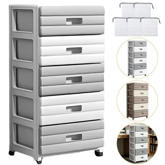 Havendro 5/6 Drawer Plastic Storage Organizer, for Clothes Books Bedroom, Easy Assemble
