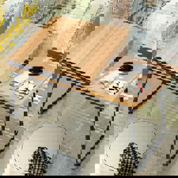 Living and Home Folding Angle Adjustable Laptop Bed Table with Cup Slot, Stop Bar