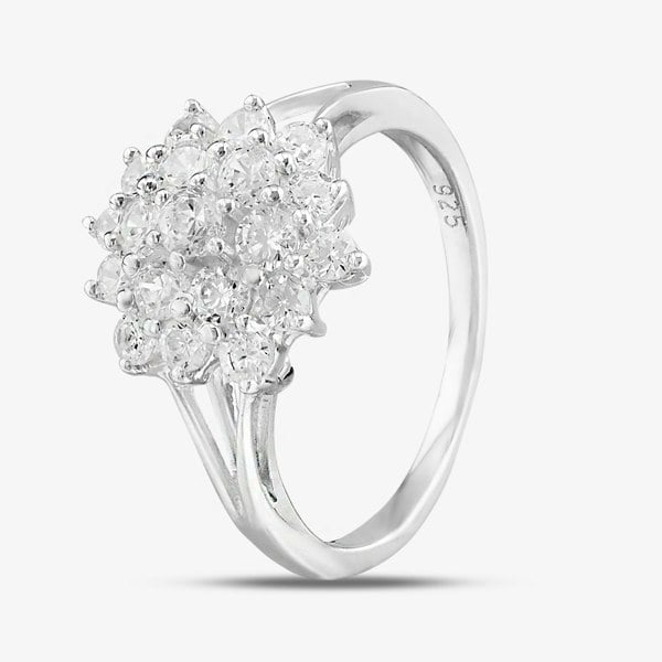 T. H. Baker Sterling Silver & Cubic Zirconia Flower Cluster Ring DPR3598SIL