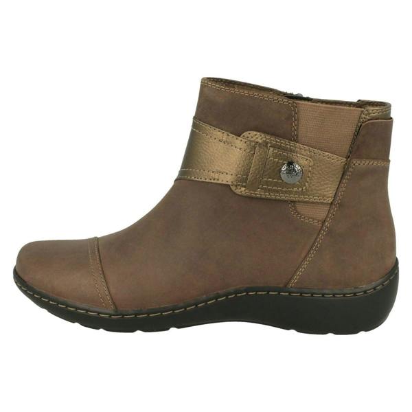 Clarks Ladies Clarks Strap Detailed Ankle Boots Cora Tropic