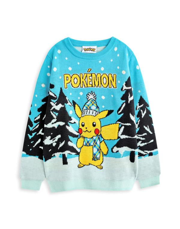 Pokemon Boys Blue Pikachu Christmas Jumper