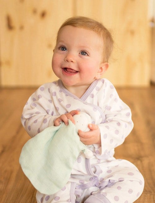 lavender-dotted  Footie-Side Snap