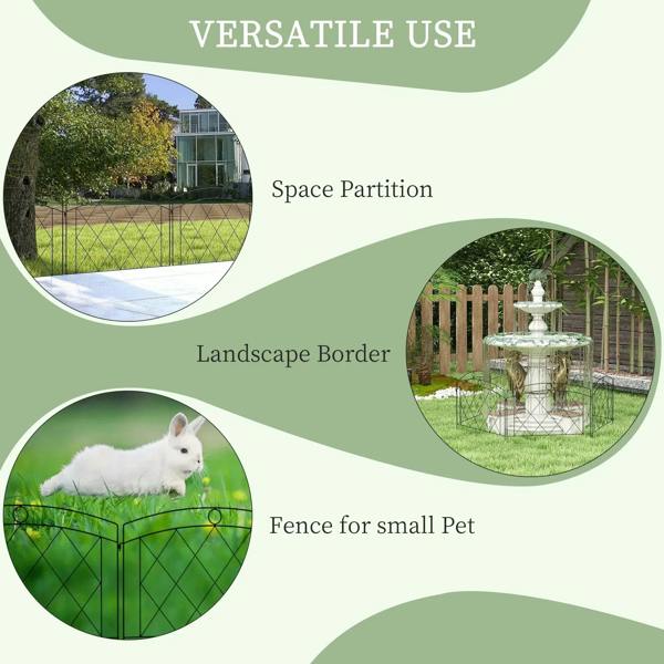 Black metal fence panels with diamond lattice for garden borders, pet-safe enclosure