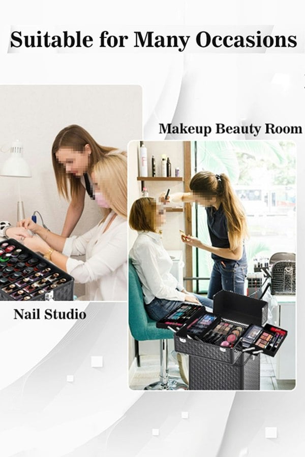 Living and Home 4 in 1 Professional Rolling Cosmetic Train Case Trolley Case Beauty Storage Box for Hairdressing Beauty