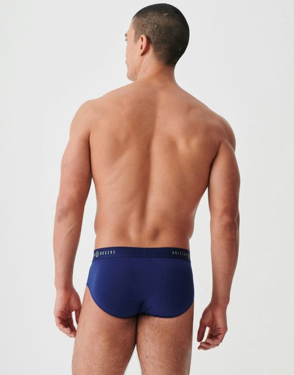 British Boxers Multipack 4 Pairs of Men's Bamboo Briefs - Fresh Navy Stripes
