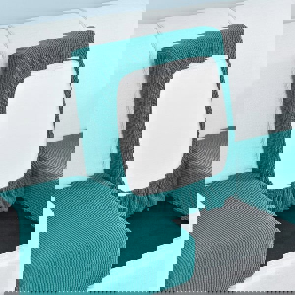 Anyhouz Anyseat Sofa Cover Teal Blue Polyester Thick Stretchable Cushion For Living Room 1Pc Enlarge Size 160-185cmx85-105cm