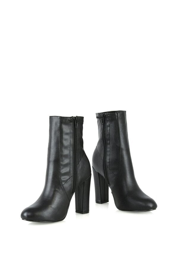 XY LONDON Block High Heeled Zip-up Stretch Sock Ankle Boots