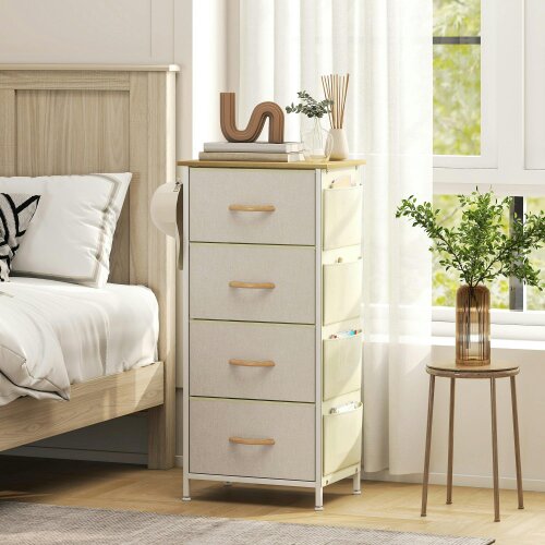 Wyld Haus Limi Fabric And Metal Beige 4 Drawer Storage Chest