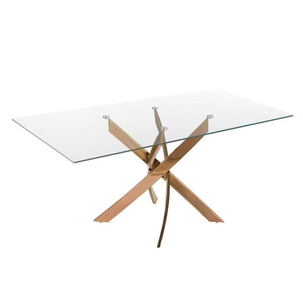 Angel Cerdá Rectangular dining table in tempered glass and pink steel 1169