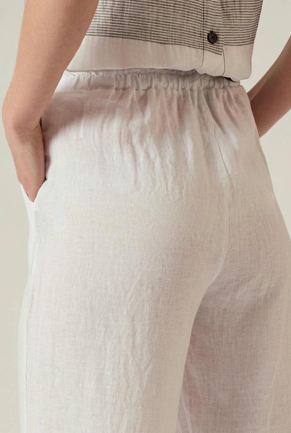 James Lakeland Relaxed White Linen Trousers
