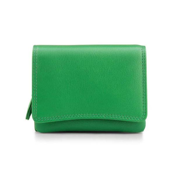 front view of green soft leater purse giorgia verona