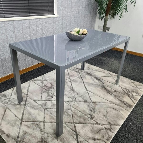 Kosy Koala Dining Table Grey Glass Kitchen Place for 6 Seats (H75 x L134 x W70 cm)