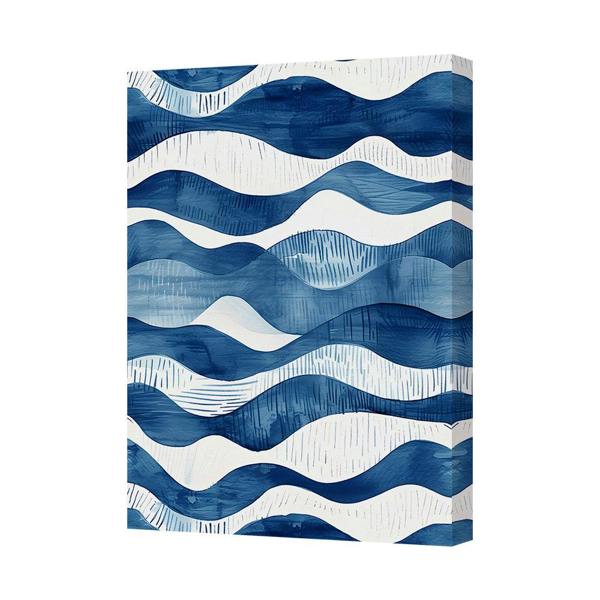 Benjamin Tate Design Blue Wave Abstract Canvas Wall Art Ocean Inspired Modern Decor