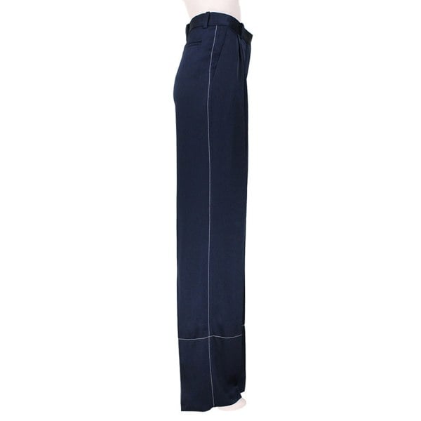 Sonia Rykiel runway collection wide leg trousers in a dark blue satin