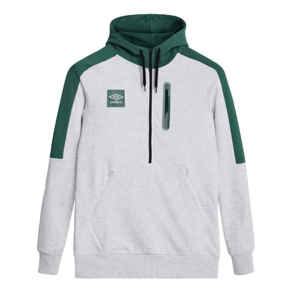 Umbro Mens Terrace Half Zip Hoodie - Fir/Ice Marl