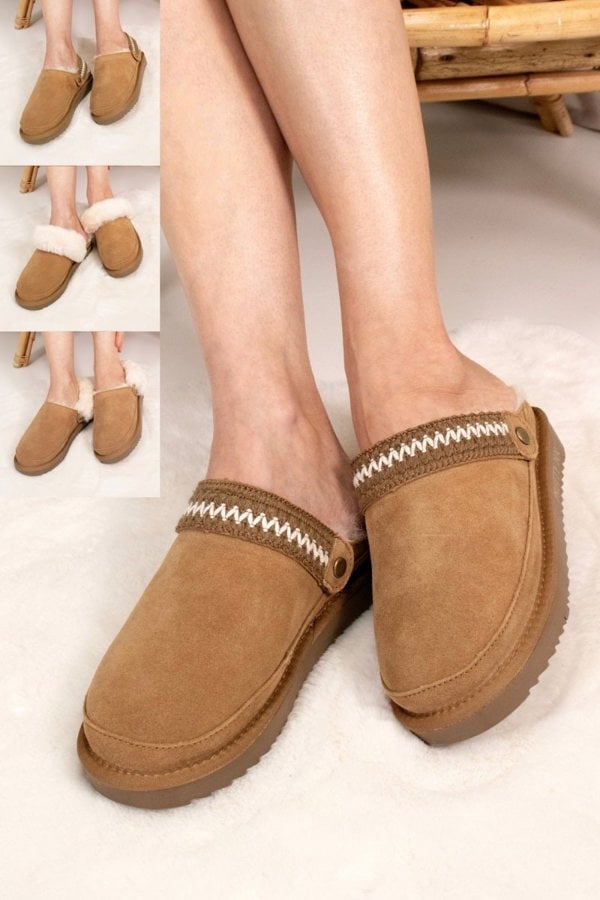 Hallie Sheepskin Multiway Slippers in ChestnutSlippers