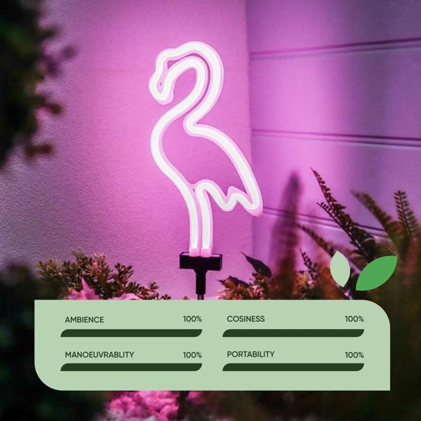 Gardenwize Solar Neon Effect Flamingo Stake Light – Pink LED Garden Light