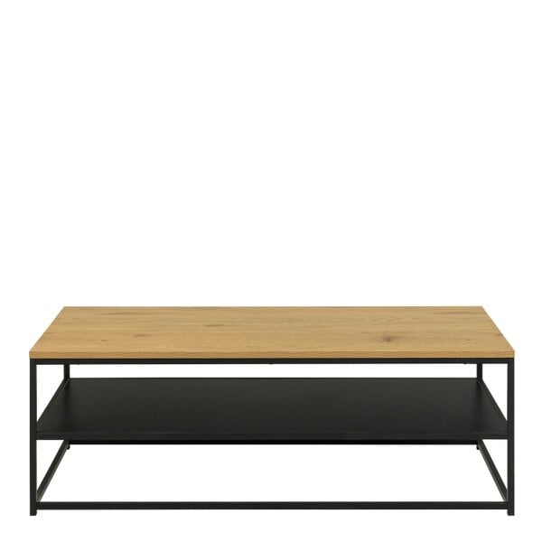 Wyld Haus Haslev Natural Oak Rectangular Coffee Table with Full Bottom Shelf