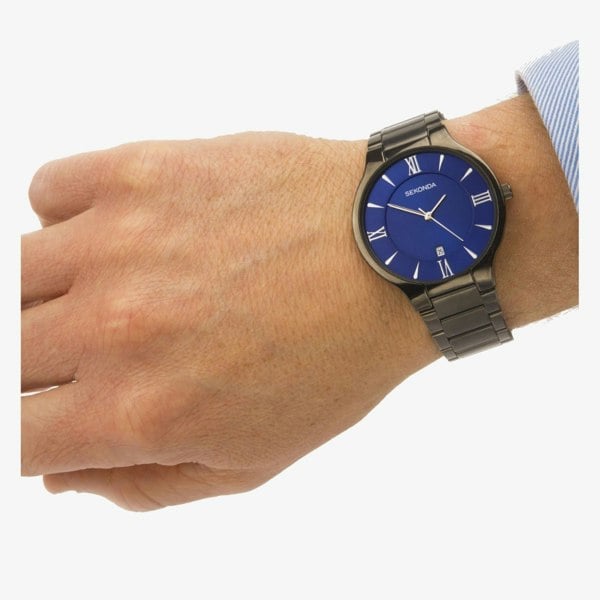 Sekonda Classic Equinox Gunmetal Blue Dial Watch 1140