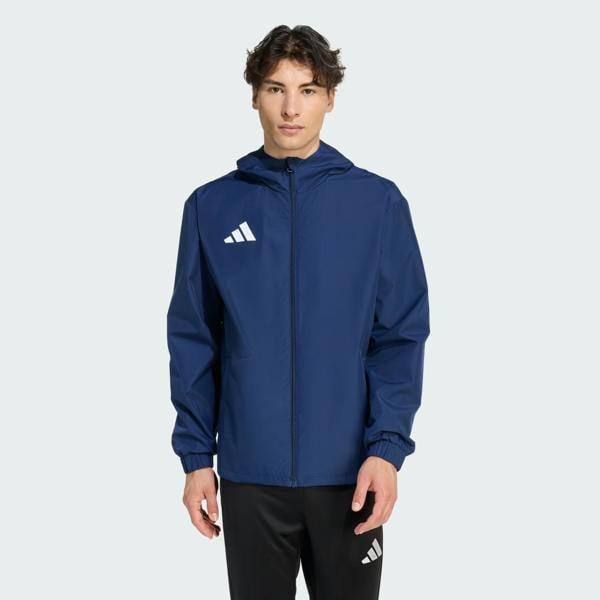 Adidas Mens Entrada 26 All Weather Rain Jacket Waterproof Coat Navy JZ9102