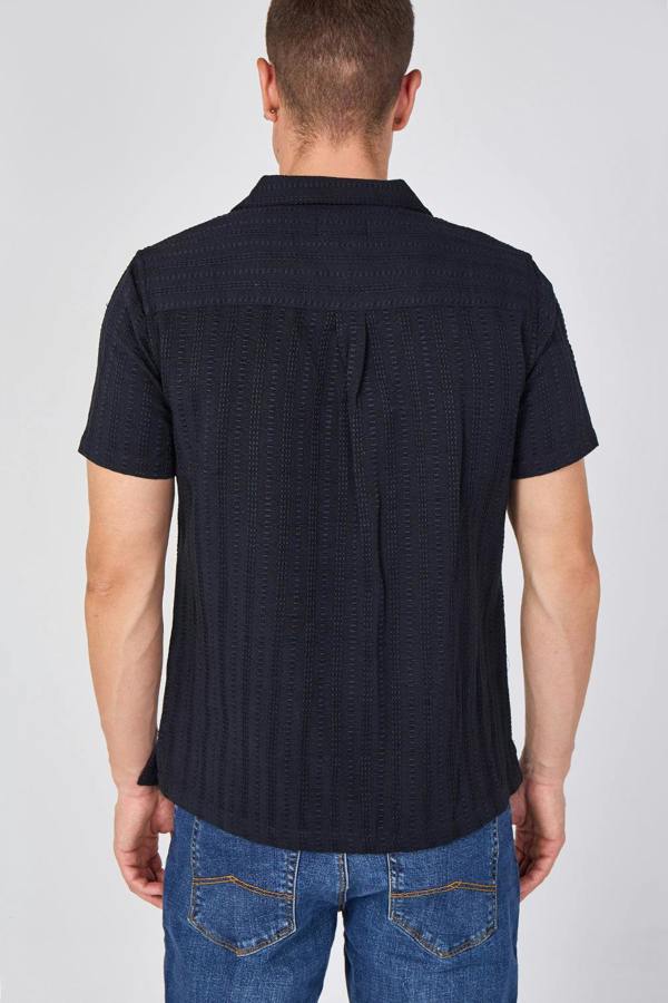Textured Short Sleeve Resort Collar Shirt